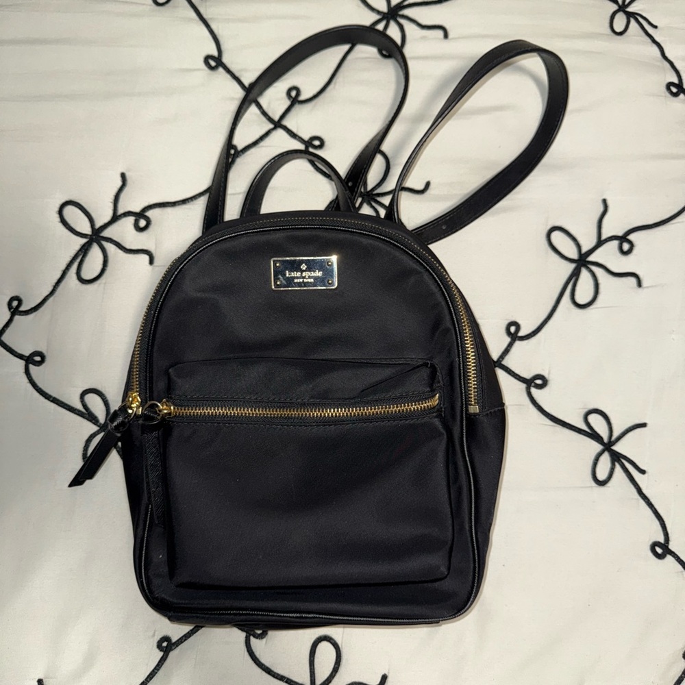 Kate Spade Black Backpack with Gold Details